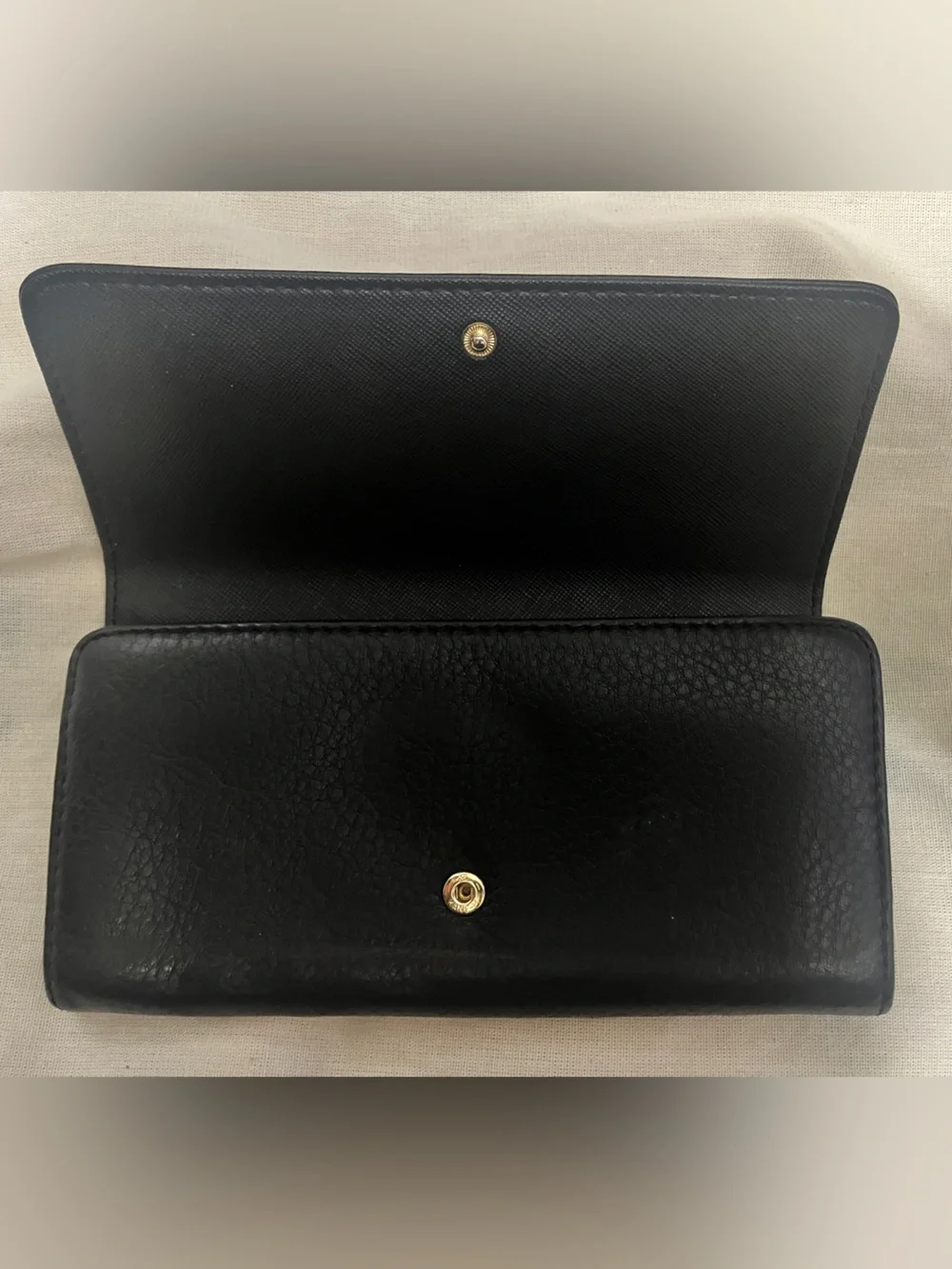 Michael Kors Black Leather Continental Wallet with Gold MK Emblem